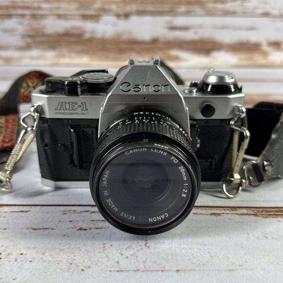 Canon AE-1 35mm SLR Film Camera w/ 50mm f/1.4 FD Lens w/ Retro Band Tested